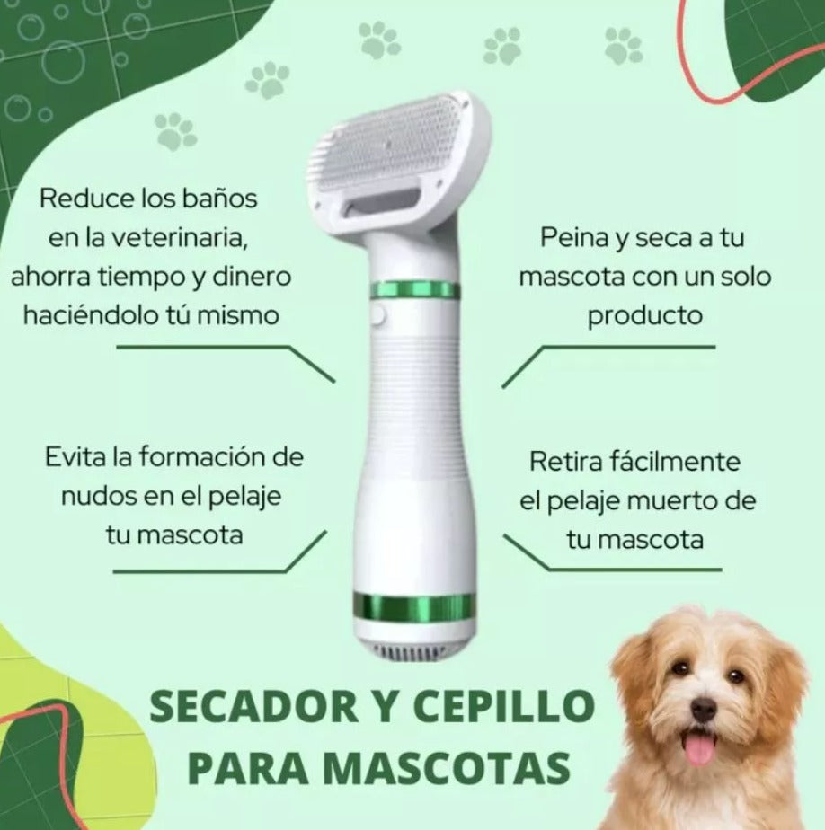 Peine Secador 2 en 1 para Mascotas