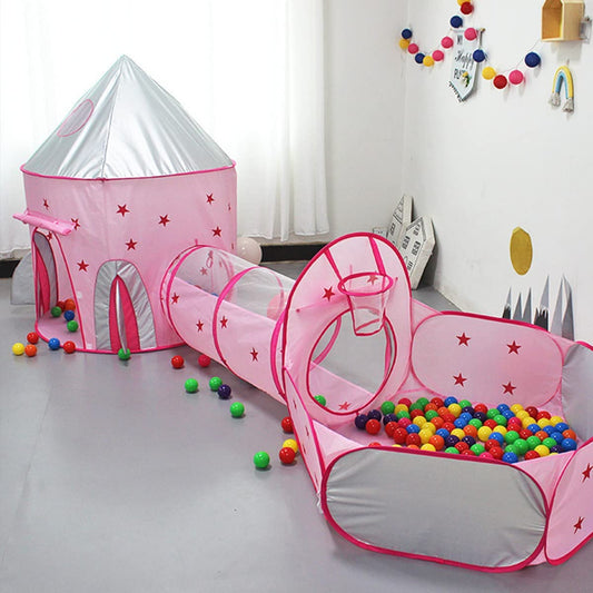 Carpa Castillo con Túnel y Piscina de Pelotas