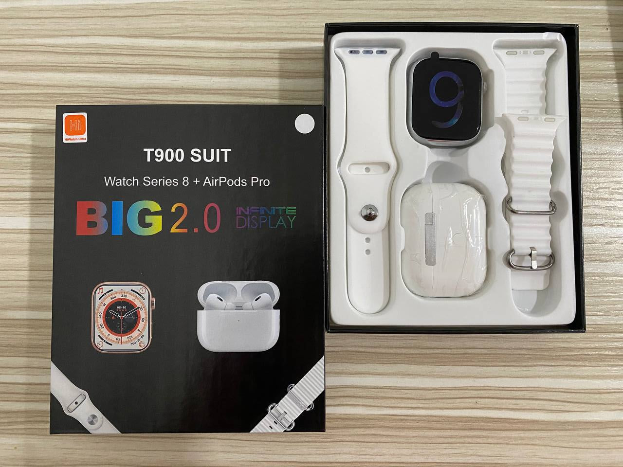 Combo Smartwatch T900 + Audífonos Estilo AirPods Pro