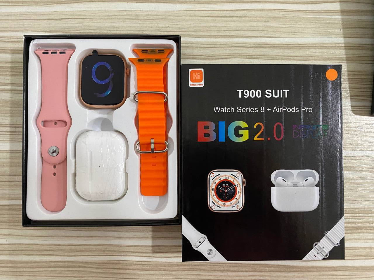 Combo Smartwatch T900 + Audífonos Estilo AirPods Pro