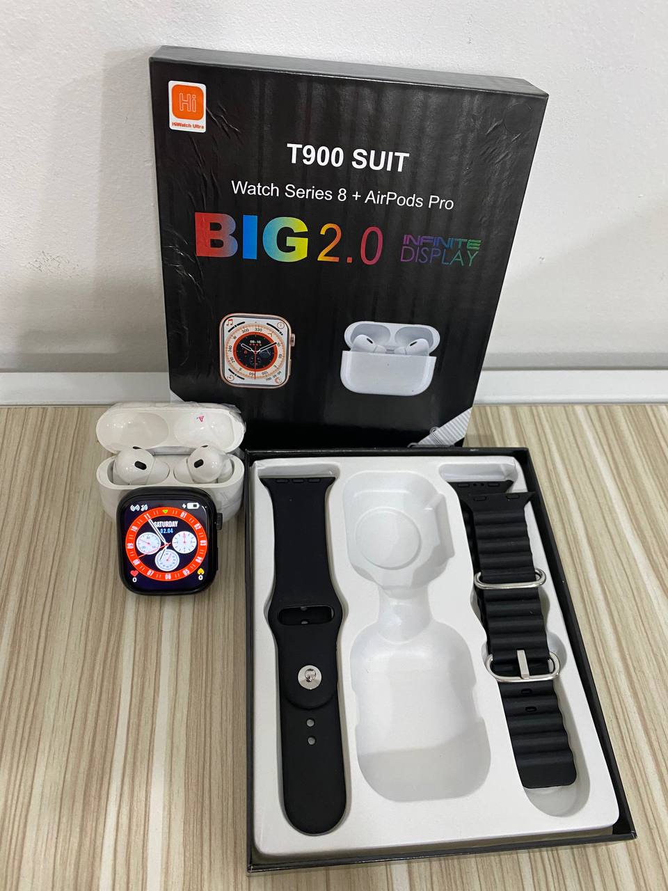 Combo Smartwatch T900 + Audífonos Estilo AirPods Pro